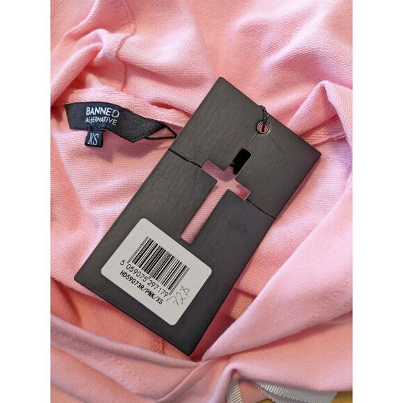 Banned Alternative Womens NEW XS Hoodie Tunic Pink Bow Top Bunny Ears Coquette - Picture 9 of 10